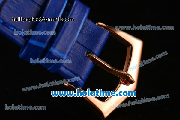 Patek Philippe Calatrava Miyota OS2035 Quartz Rose Gold Case with Blue Dial and Stick Markers - Click Image to Close